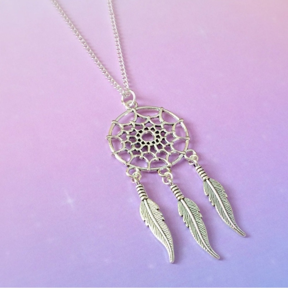 Dream Catcher Necklace Silver Dreamcatcher Boho Jewelry Hippie Necklace
